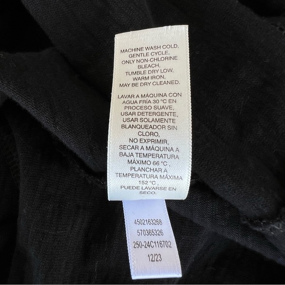 Chico’s Embroidered Lace Sleeve Black V-Neck Shift Dress Cotton Slub Pockets 12 - Picture 15 of 15